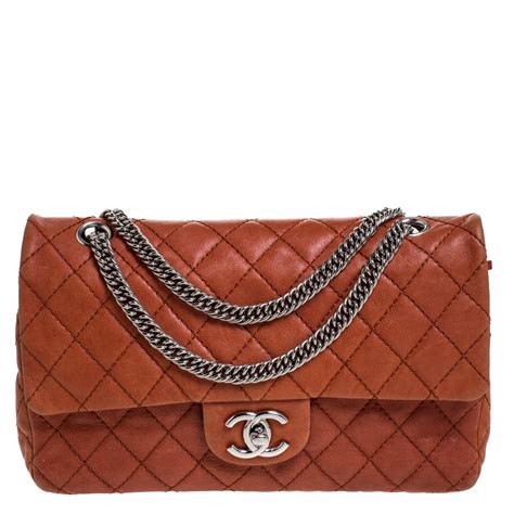 women's chanel vintage orange quilted leather wallet on chain|chanel wallet on chain real.